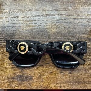 Versace Black Sunglasses with Gold Chain Detail